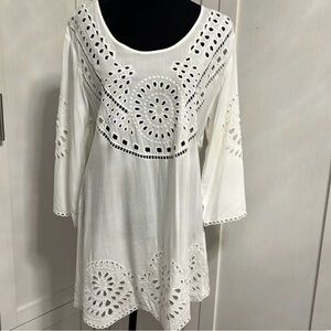 Woman’s white swim or beach cover up large